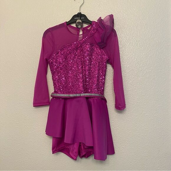 WEISSMAN Dance Costume jazz purple peplum Gotta Be Me 15716 SA-Small adult - Picture 2 of 9